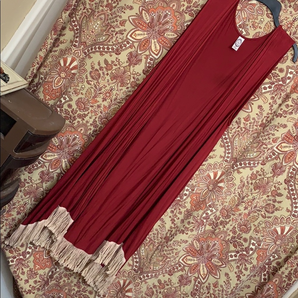 BurgundyVest with Cream Tassels!!!!!